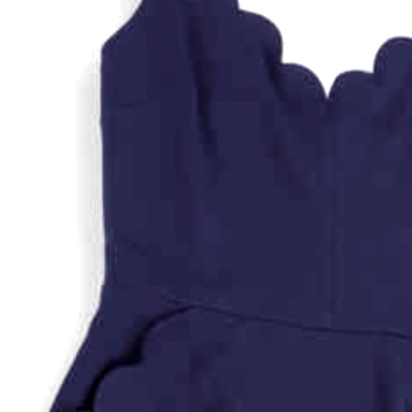 Navy Scalloped V-Neck Mini Party Fit + Flair Dress - Picture 3 of 4